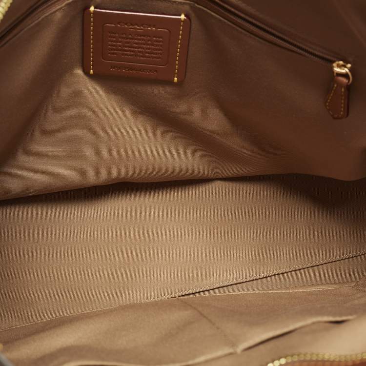 Pre Owned Coach Station Beige/Brown Signature Coated Canvas Tote