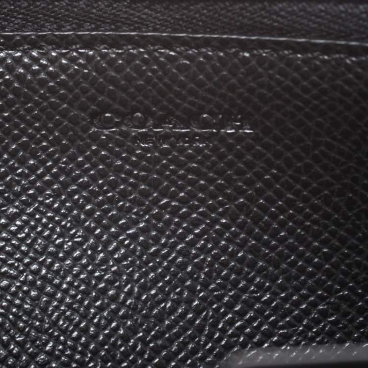 Pre Owned Coach Black Leather Accordion Zip Around Wallet