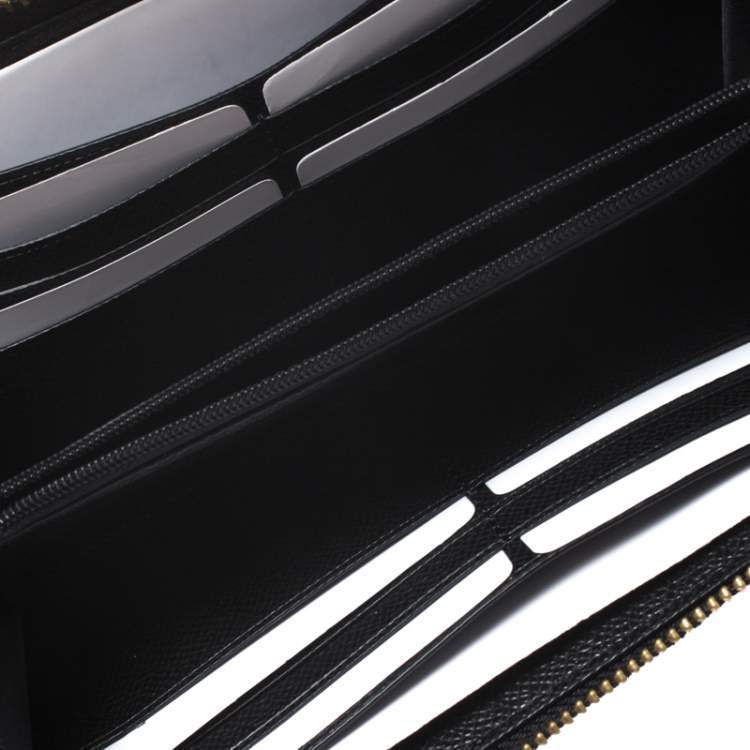 Pre Owned Coach Black Leather Accordion Zip Around Wallet