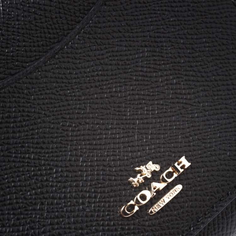 Pre Owned Coach Black Leather Accordion Zip Around Wallet