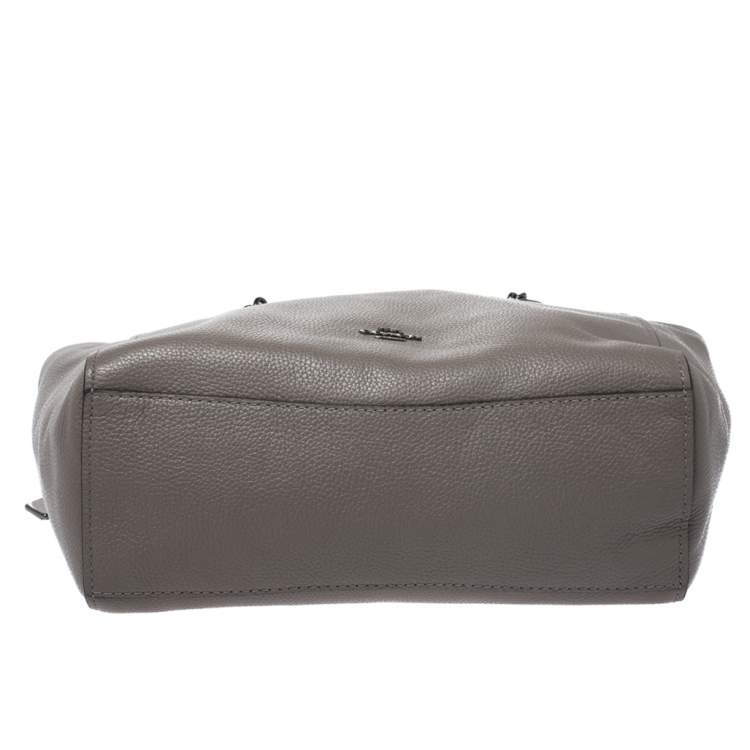 Pre Owned Coach Grey Leather Turnlock Tote