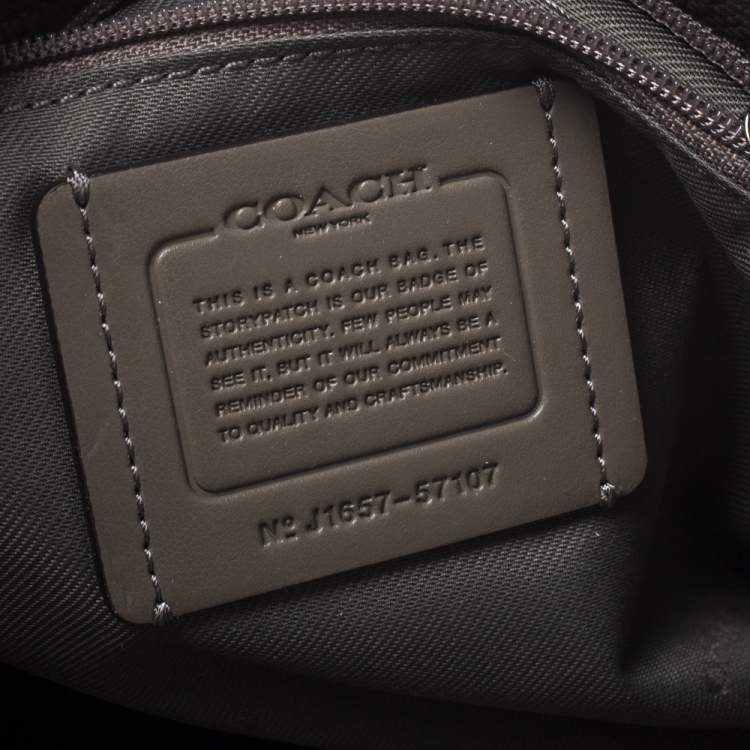Pre Owned Coach Grey Leather Turnlock Tote