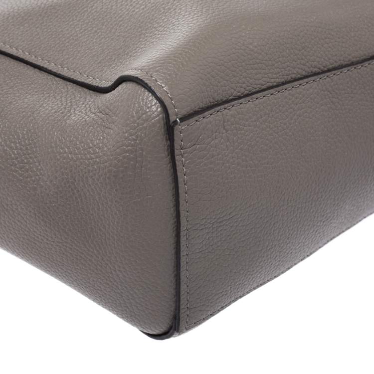 Pre Owned Coach Grey Leather Turnlock Tote
