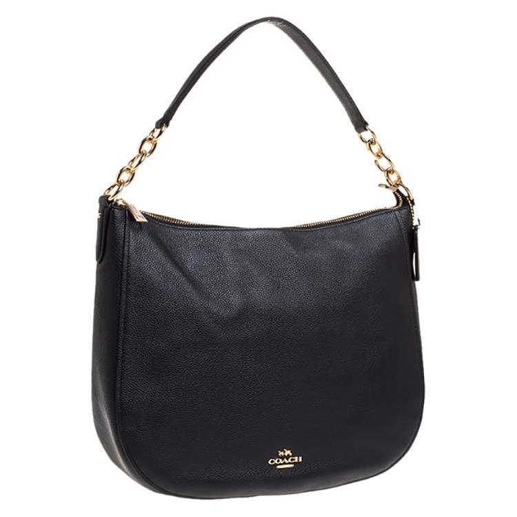 Pre Owned Coach Black Leather  Chelsea 32 Hobo