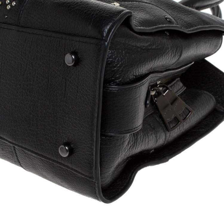 Pre Owned Coach Black Leather Studded Mercer 30 Satchel