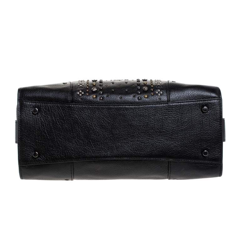 Pre Owned Coach Black Leather Studded Mercer 30 Satchel