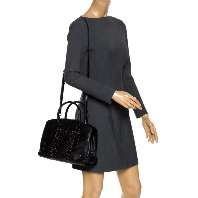 Pre Owned Coach Black Leather Studded Mercer 30 Satchel