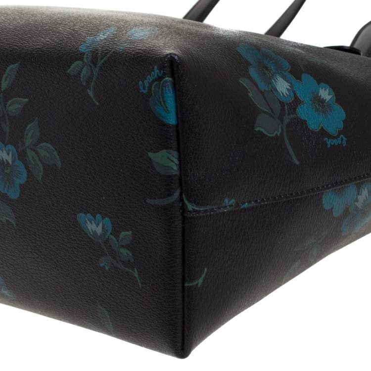 Pre Owned Coach Black Floral Print Coated Canvas and Leather Taylor Tote