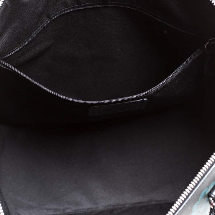 Pre Owned Coach Black Floral Print Coated Canvas and Leather Taylor Tote