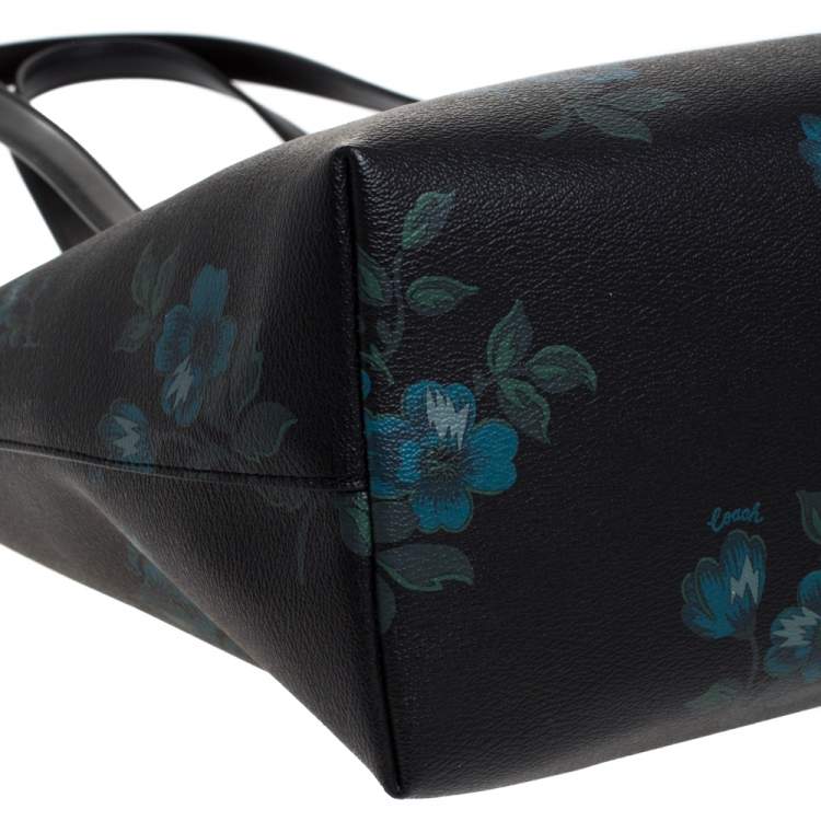 Pre Owned Coach Black Floral Print Coated Canvas and Leather Taylor Tote