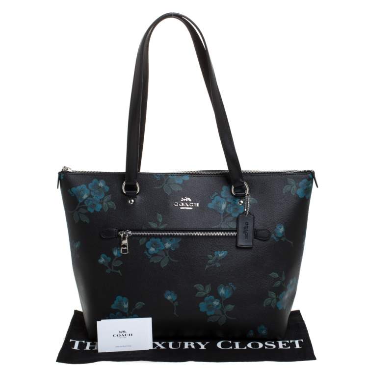 Pre Owned Coach Black Floral Print Coated Canvas and Leather Taylor Tote