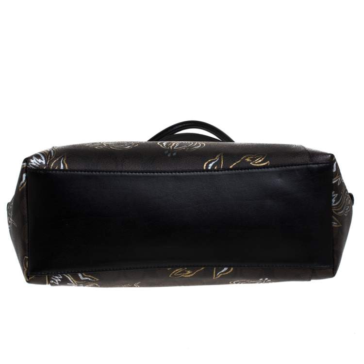 Pre Owned Coach Brown Signature Printed Coated Canvas Ava Top-Zip Tote