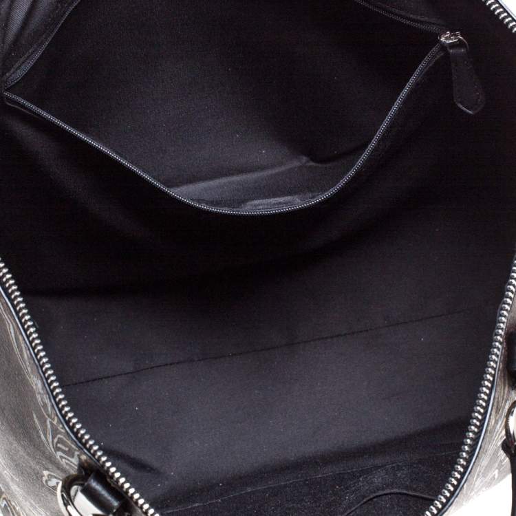 Pre Owned Coach Brown Signature Printed Coated Canvas Ava Top-Zip Tote