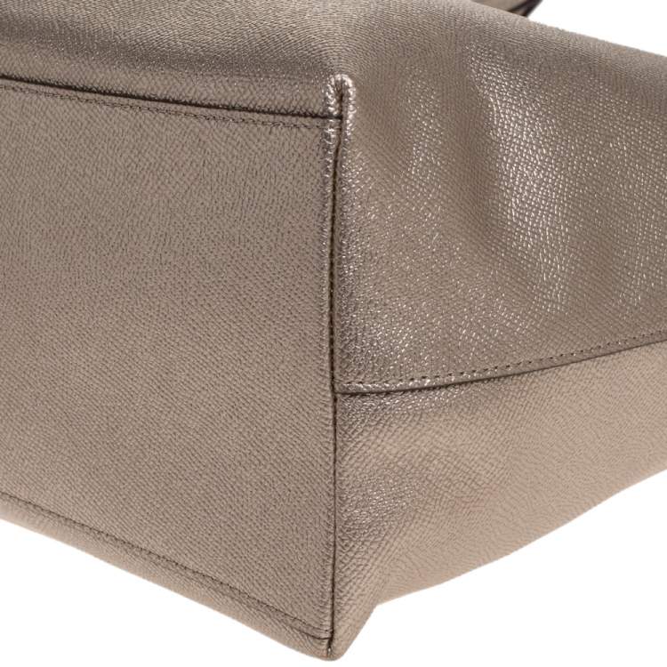 Pre Owned Coach Metallic Gold Leather Top-Zip Tote 