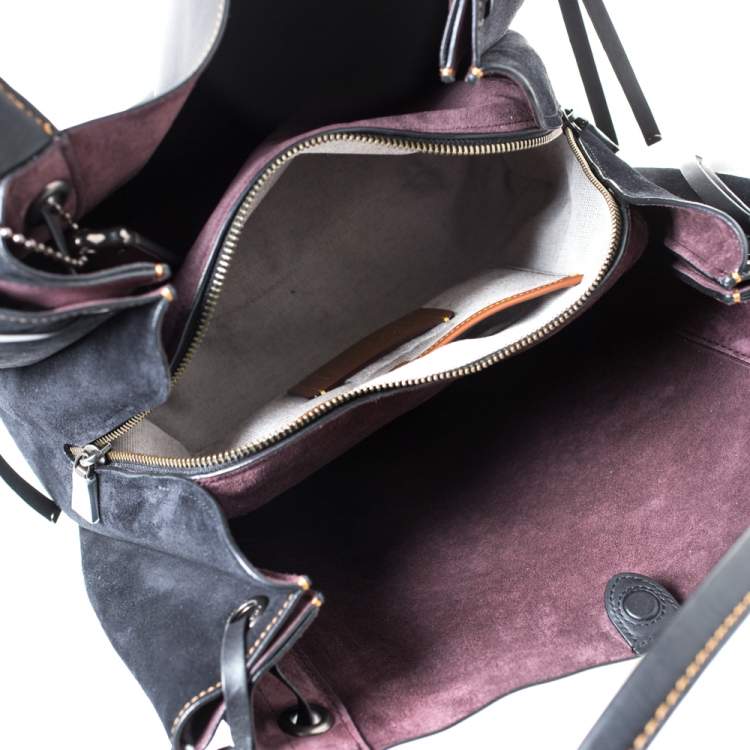 Pre Owned Coach Black Suede and Leather Harmony Shoulder Bag