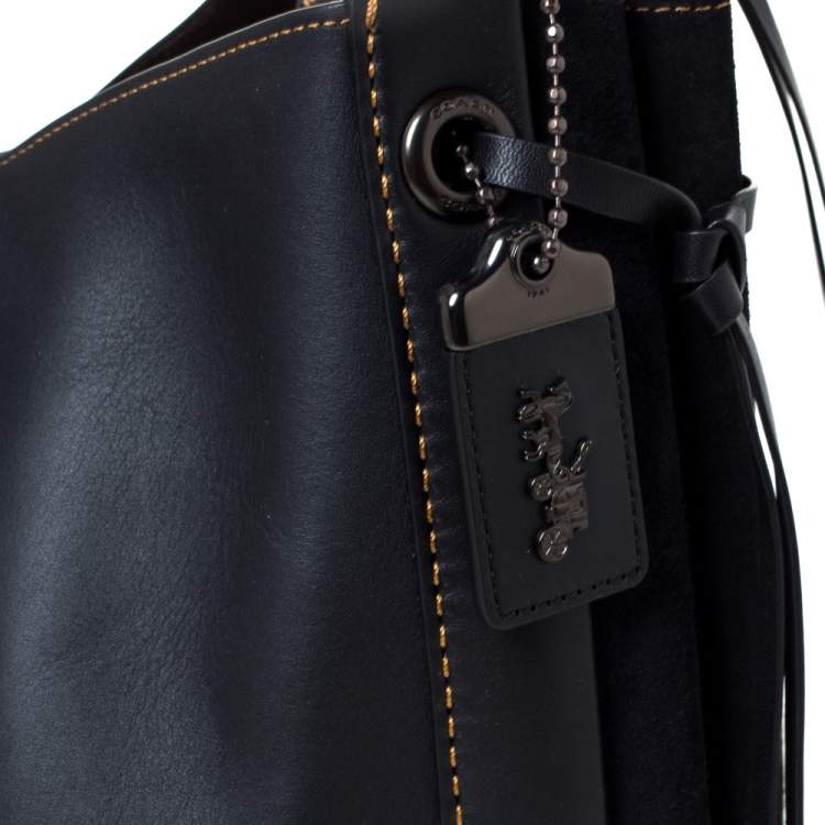 Pre Owned Coach Black Suede and Leather Harmony Shoulder Bag