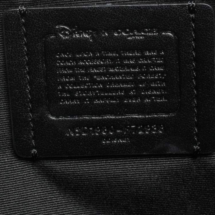 Pre Owned Coach Beige/Black Leopard Print Coated Canvas Large Disney Snow DOC Clutch