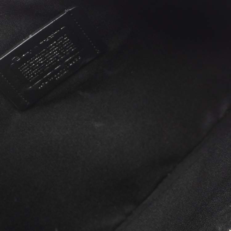 Pre Owned Coach Beige/Black Leopard Print Coated Canvas Large Disney Snow DOC Clutch