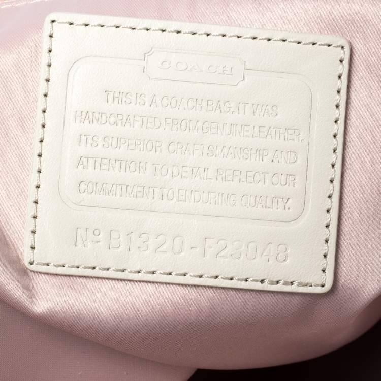 Pre Owned Coach White Woven Leather Kristin Hobo