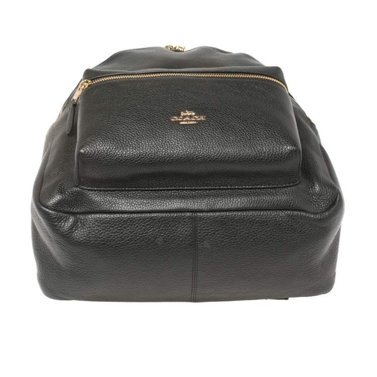 Pre Owned Coach Black Pebbled Leather Charlie Backpack