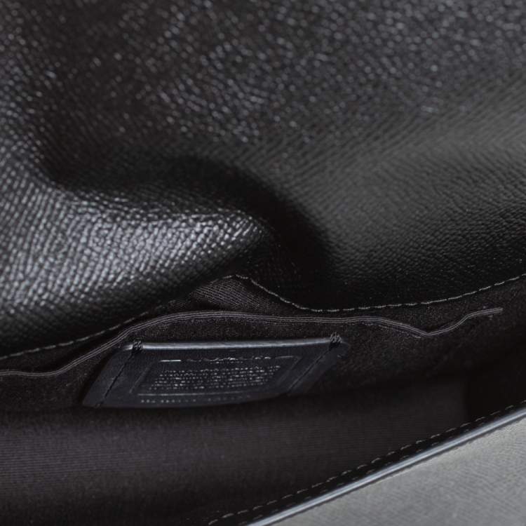 Pre Owned Coach Black Leather Boxed Flap Belt Bag