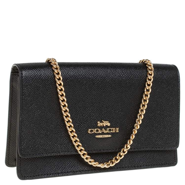Pre Owned Coach Black Leather Boxed Flap Belt Bag