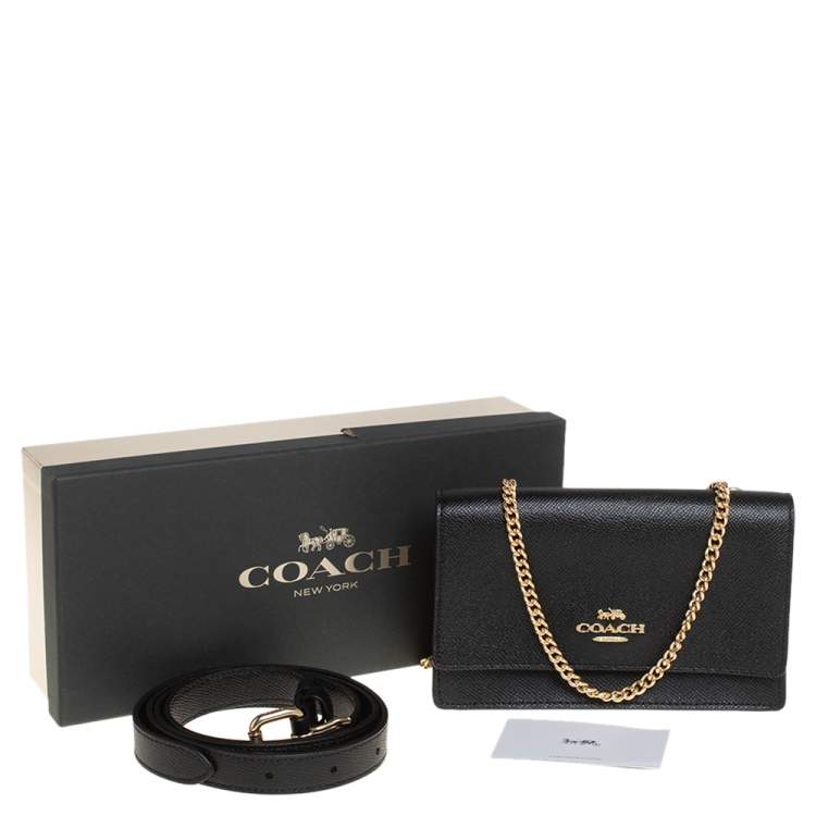 Pre Owned Coach Black Leather Boxed Flap Belt Bag