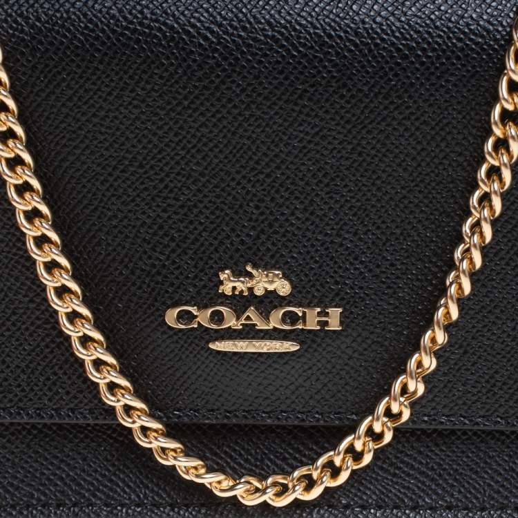 Pre Owned Coach Black Leather Boxed Flap Belt Bag