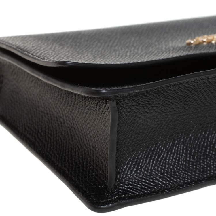 Pre Owned Coach Black Leather Boxed Flap Belt Bag