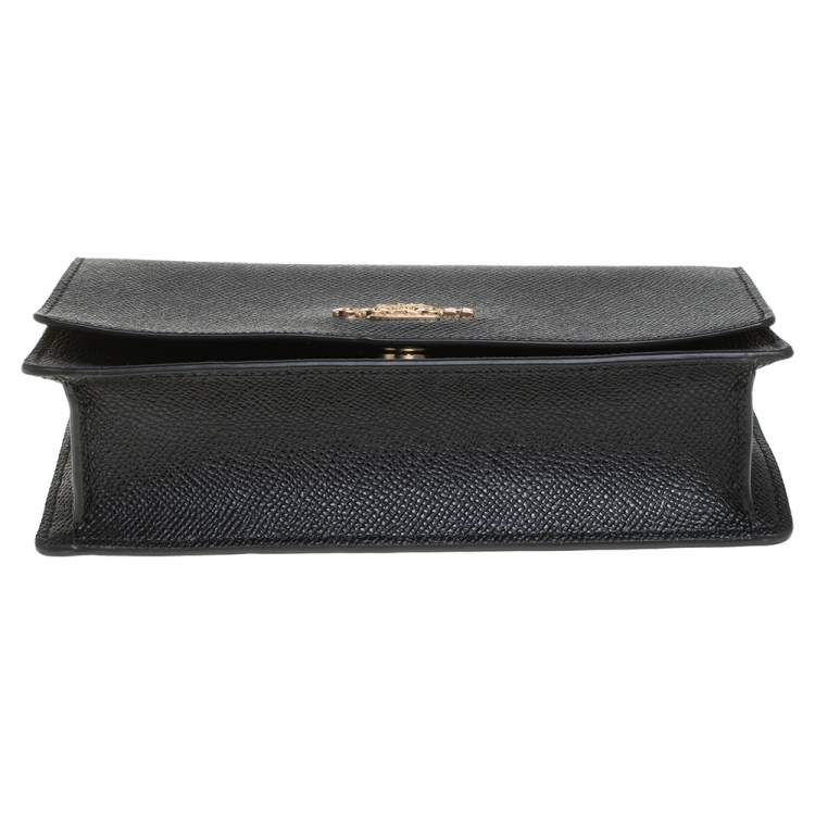 Pre Owned Coach Black Leather Boxed Flap Belt Bag