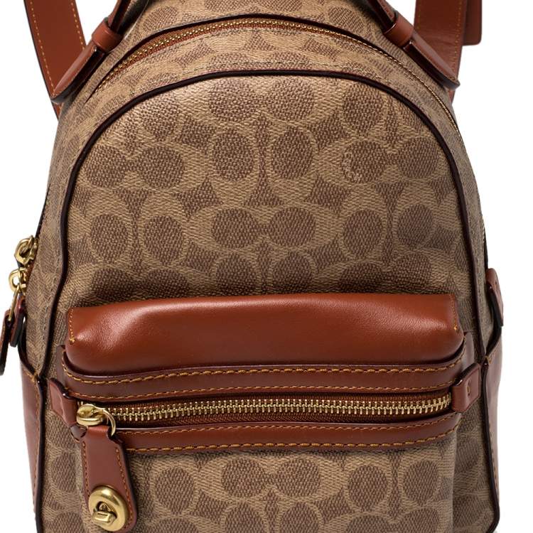 Pre Owned Coach Beige/Brown Signature Coated Canvas and Leather Campus 23 Backpack
