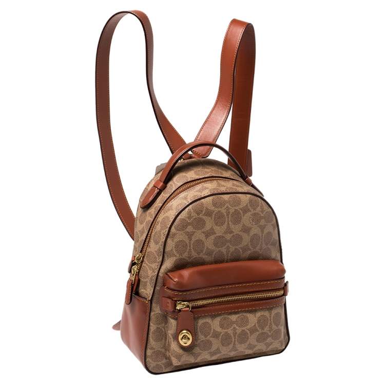 Pre Owned Coach Beige/Brown Signature Coated Canvas and Leather Campus 23 Backpack