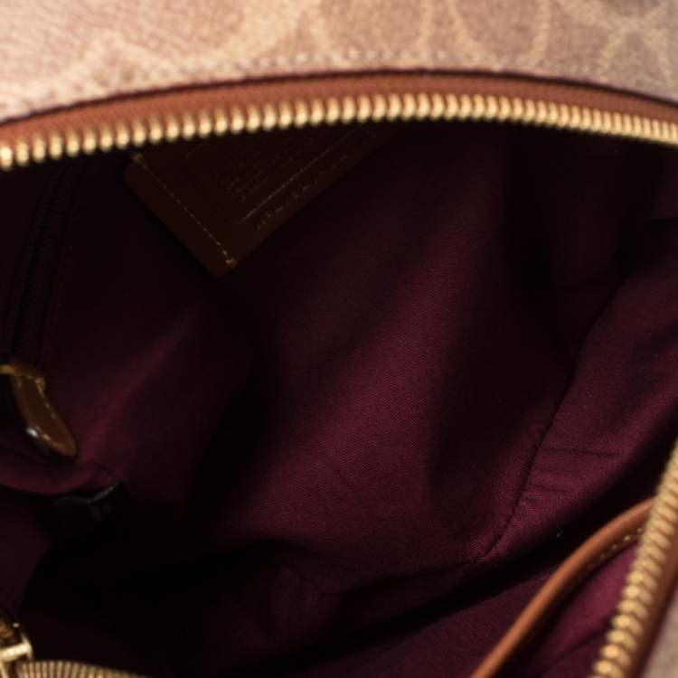 Pre Owned Coach Beige/Brown Signature Coated Canvas and Leather Campus 23 Backpack