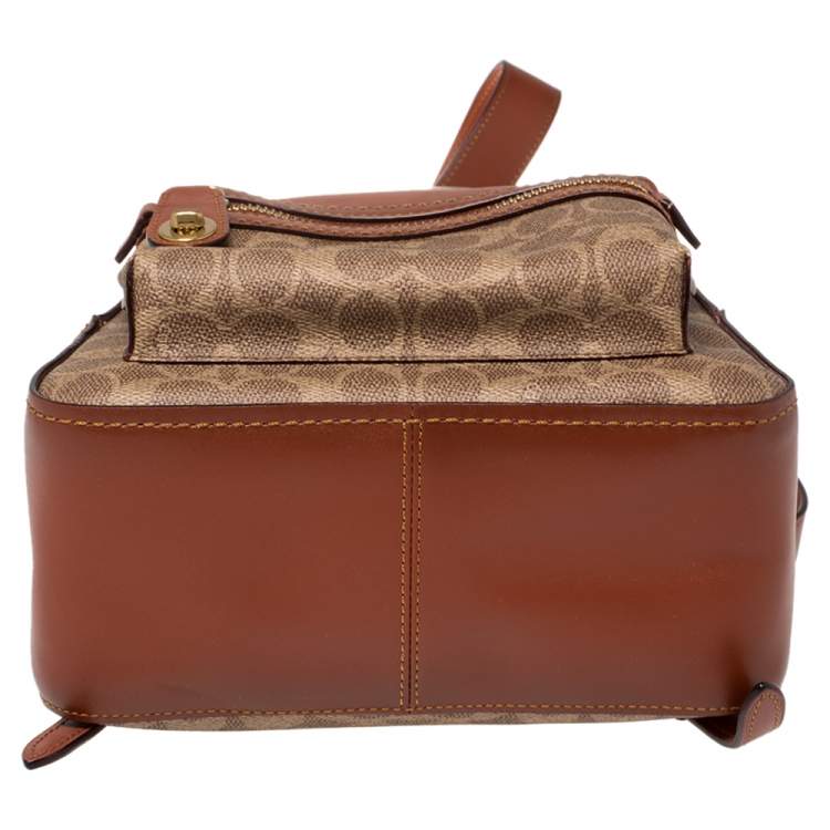 Pre Owned Coach Beige/Brown Signature Coated Canvas and Leather Campus 23 Backpack