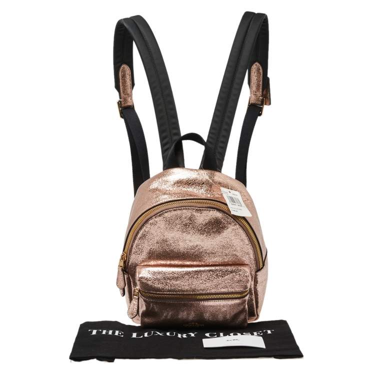 مملوكة مسبقًا Coach Metallic Rose Gold Leather Mini Charlie Backpack  