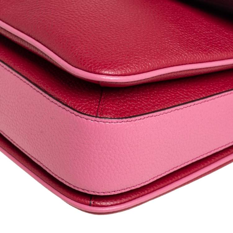 Pre Owned Coach Pink/Red Signature Coated Canvas and Leather Cassie Top Handle Bag