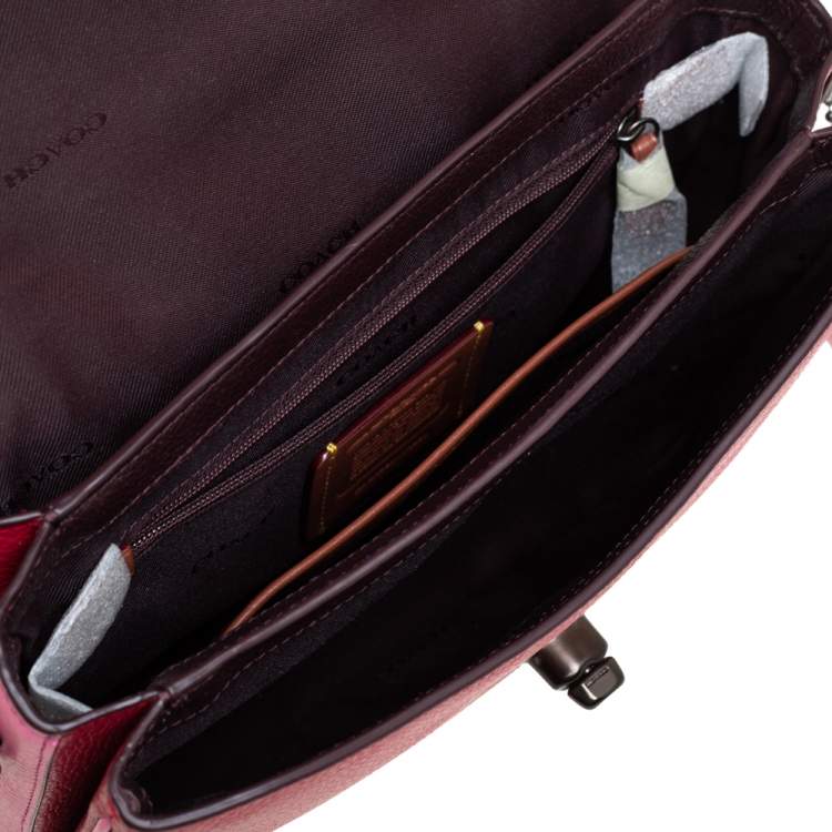Pre Owned Coach Pink/Red Signature Coated Canvas and Leather Cassie Top Handle Bag