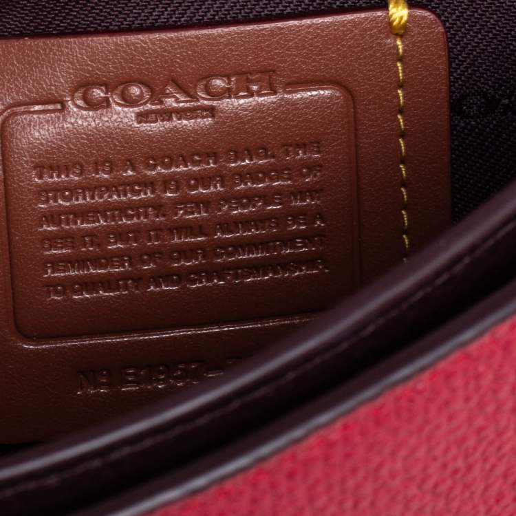 Pre Owned Coach Pink/Red Signature Coated Canvas and Leather Cassie Top Handle Bag