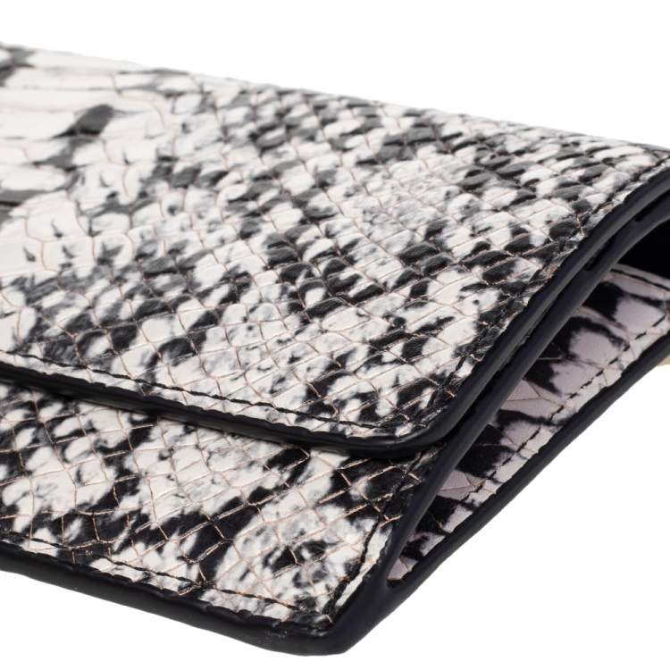 Pre Owned Coach White/Black Python Embossed Leather Madison Continental Wallet