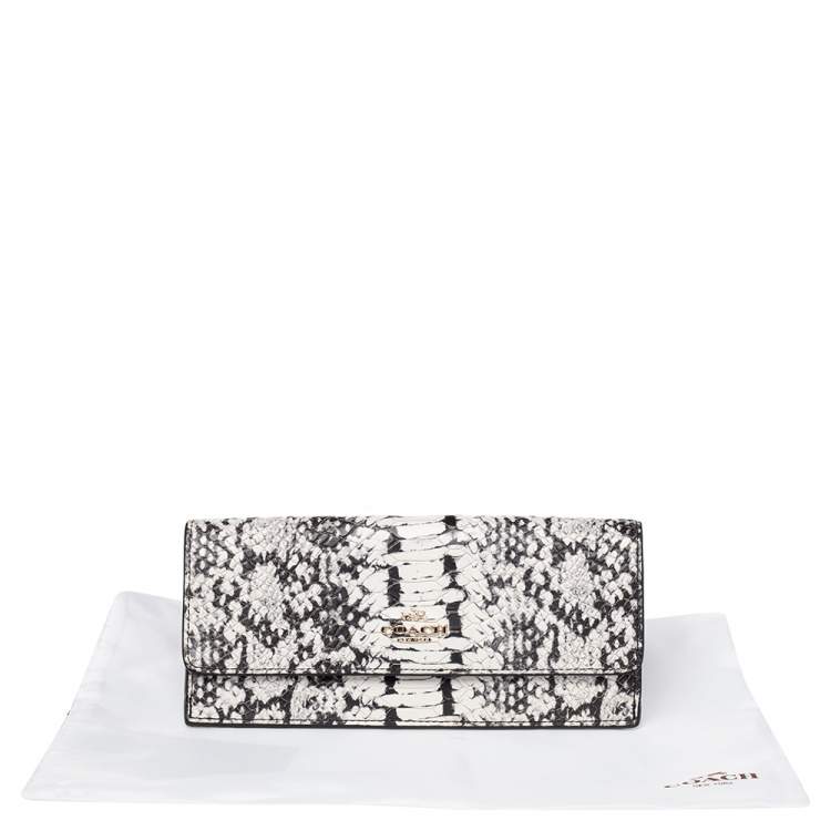 Pre Owned Coach White/Black Python Embossed Leather Madison Continental Wallet