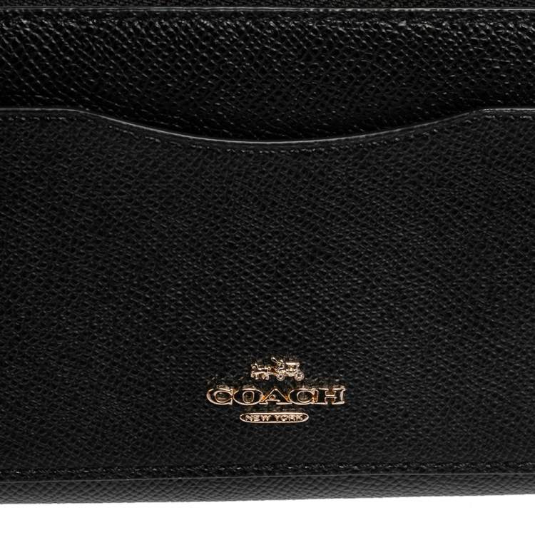Pre Owned Coach Black Leather Accordion Zip Around Wallet
