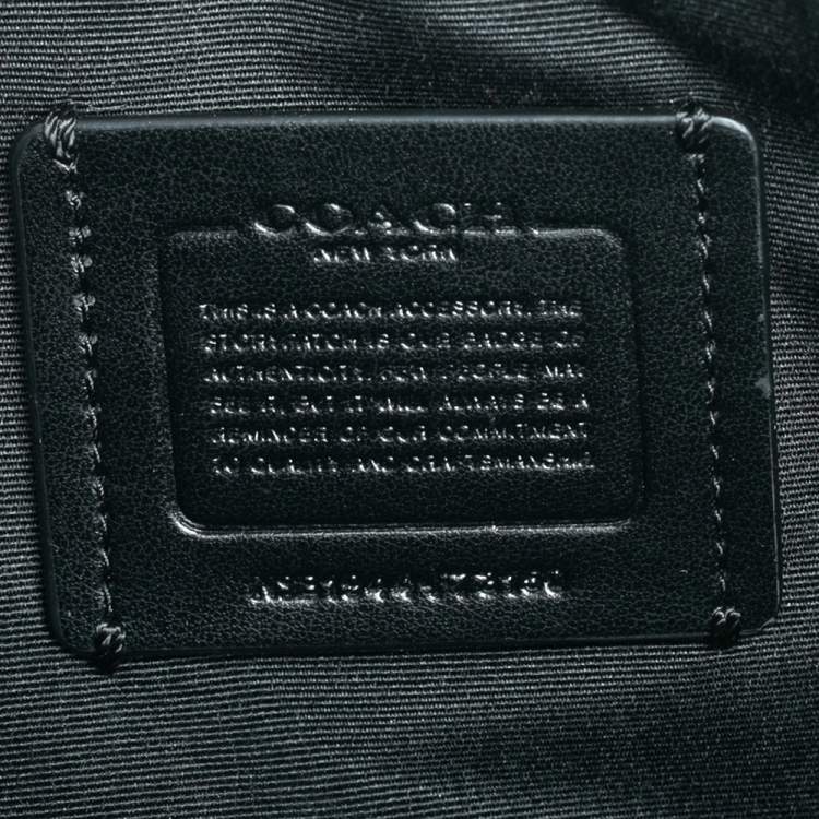 Pre Owned Coach Black Coated Canvas And Leather Herringbone Print Wristlet Clutch