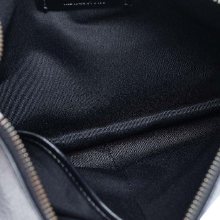 Pre Owned Coach Black Coated Canvas And Leather Herringbone Print Wristlet Clutch