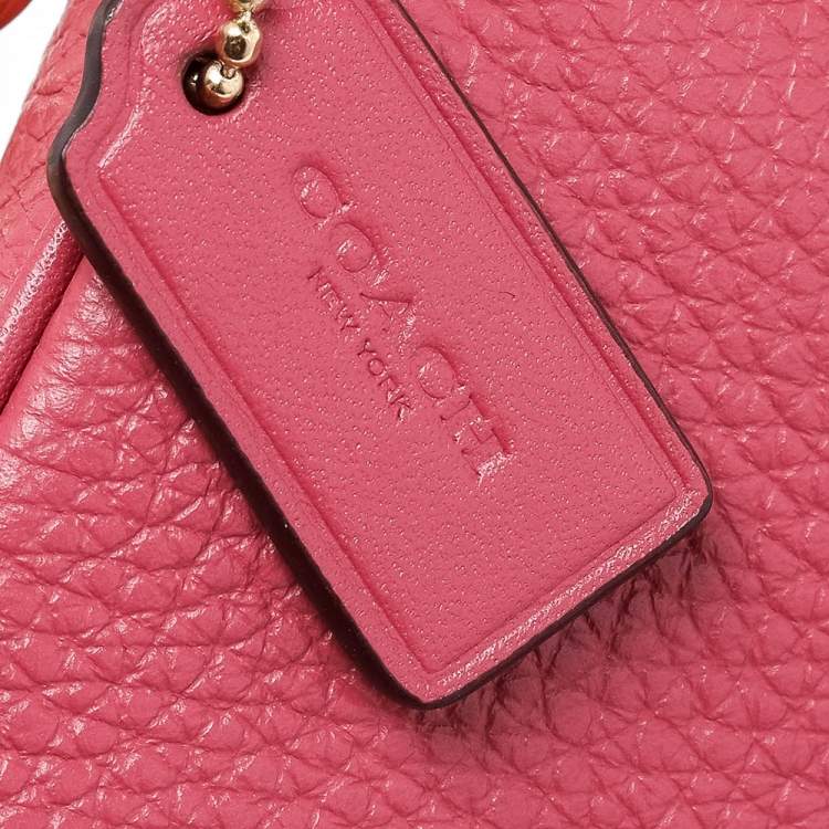 Pre Owned Coach Pink Pebbled Leather Wristlet
