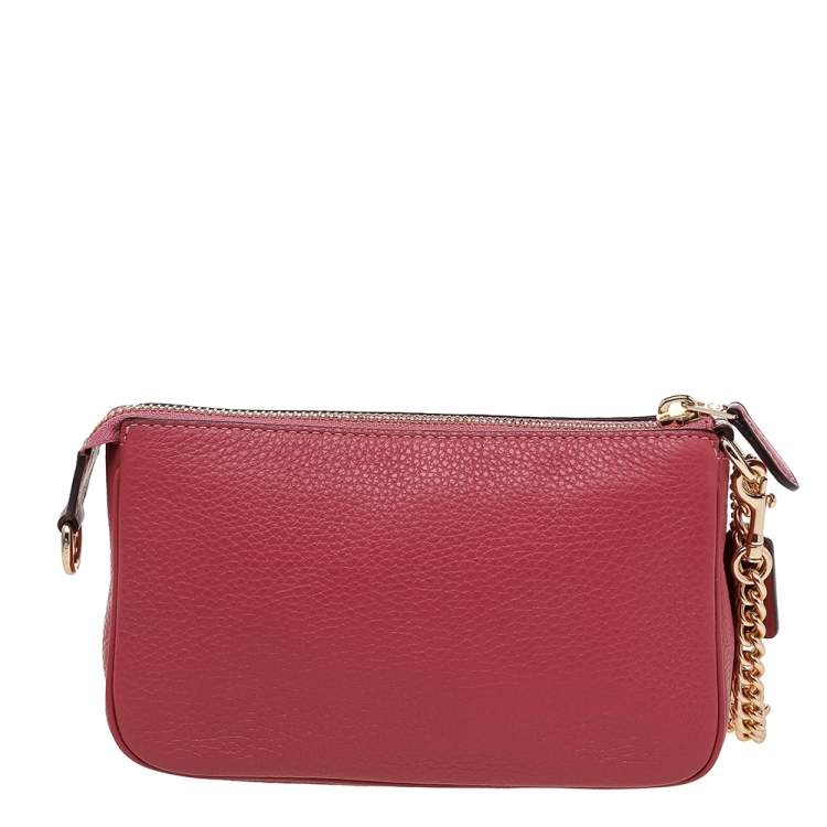 Pre Owned Coach Pink Pebbled Leather Wristlet