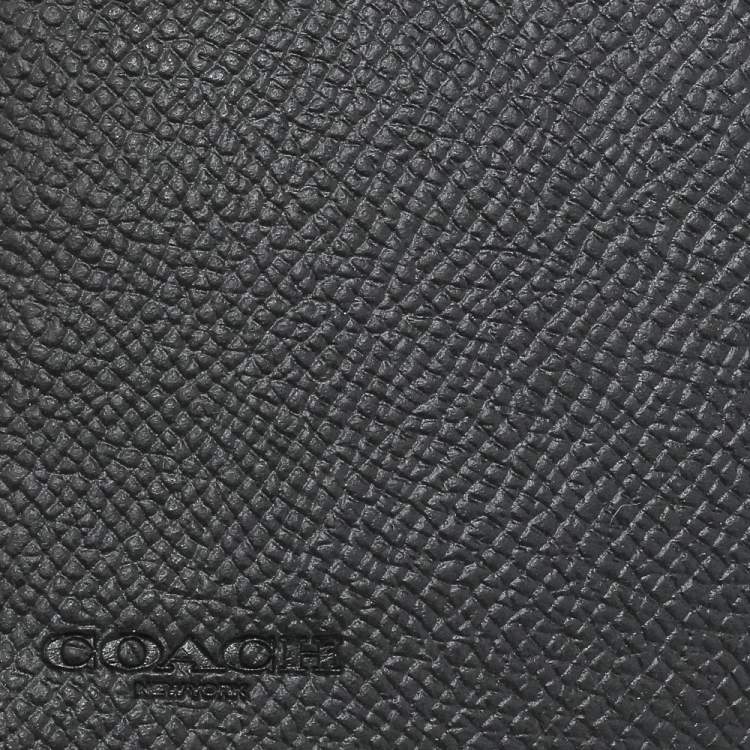 Pre Owned Coach Black Leather Corner Zip Wallet