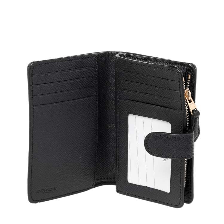 Pre Owned Coach Black Leather Corner Zip Wallet