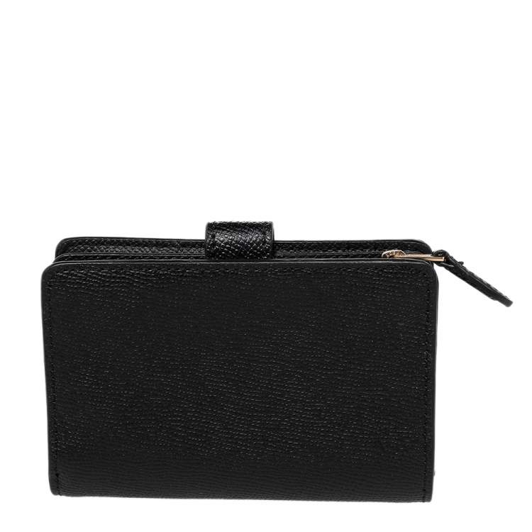 Pre Owned Coach Black Leather Corner Zip Wallet