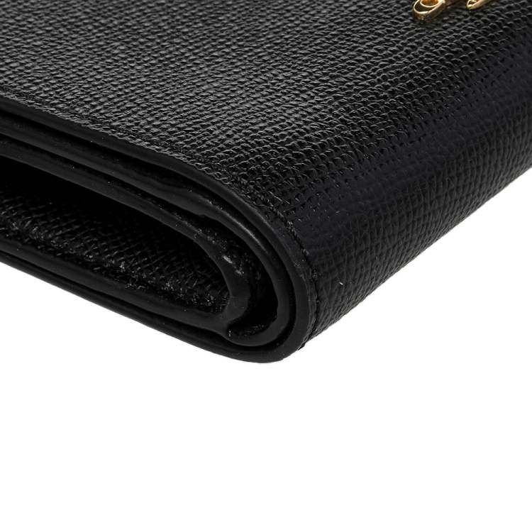 Pre Owned Coach Black Leather Corner Zip Wallet