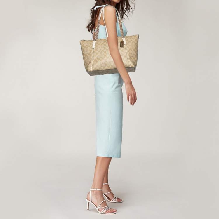 Coach ava chain tote in signature canvas new arrivals